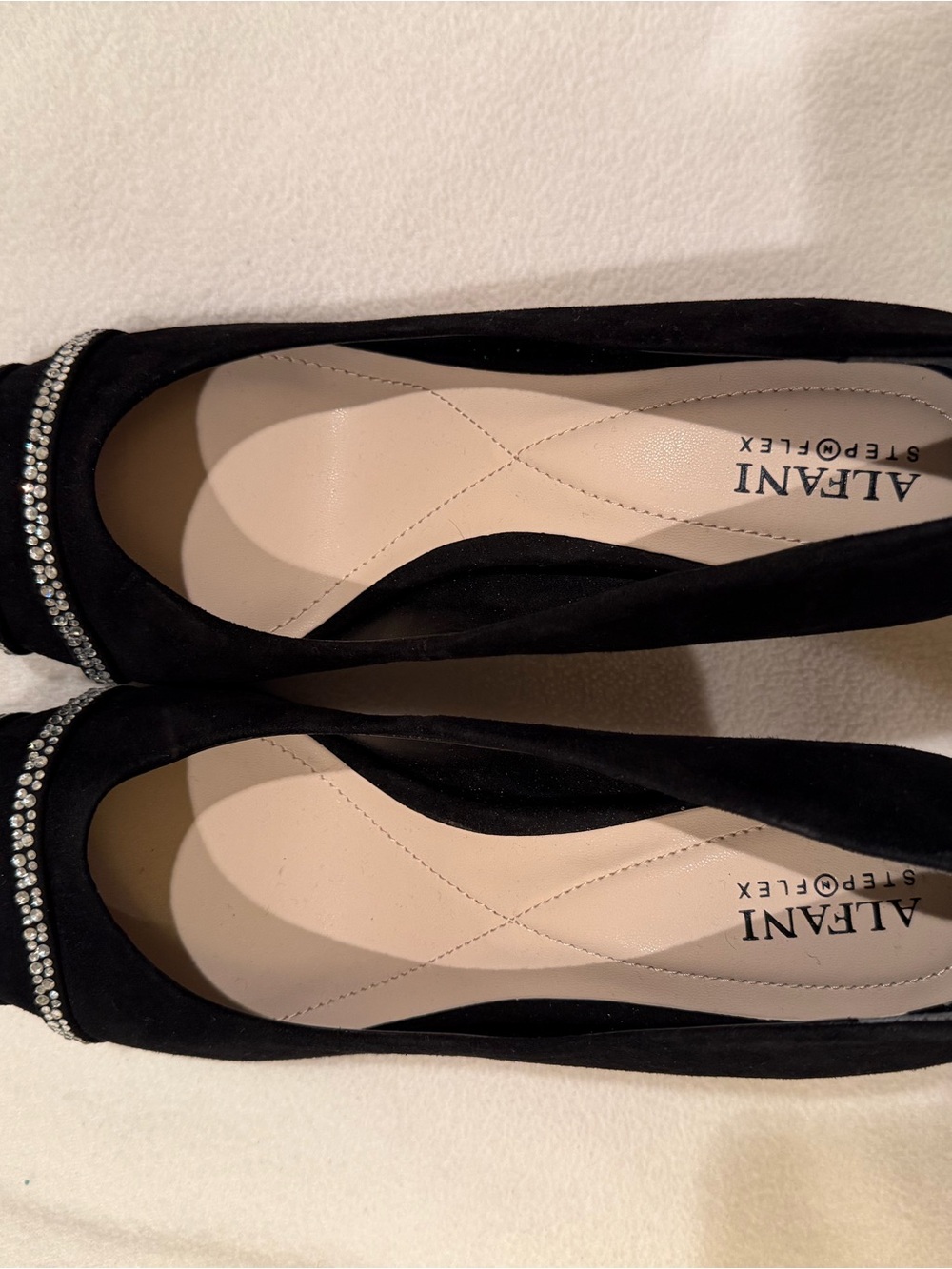 Alfani Black Suede Crystal-Trim Ballet Flats